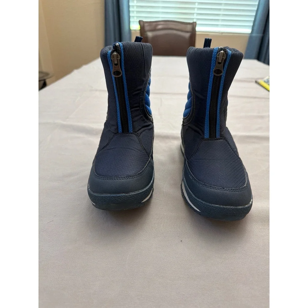 UOVO Boys Navy Blue Winter Snow Boots Front Zip Fleece Lined S161031Z1F Size 4.5